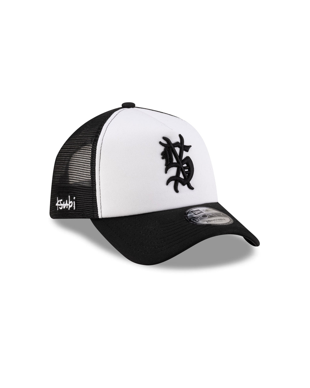 KSUBI X NEW ERA 9FORTY A-FRAME TRUCKER CAP BLACK/WHITE HEADWEAR