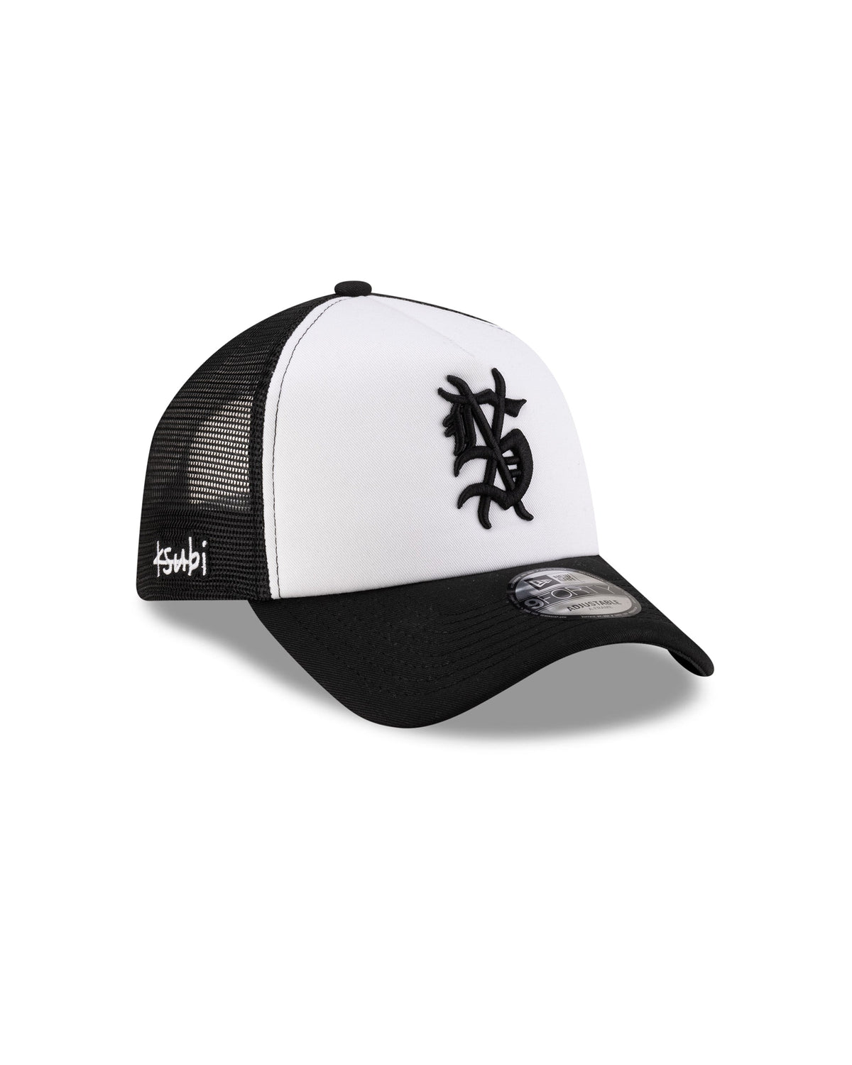 KSUBI X NEW ERA 9FORTY A-FRAME TRUCKER CAP BLACK/WHITE HEADWEAR
