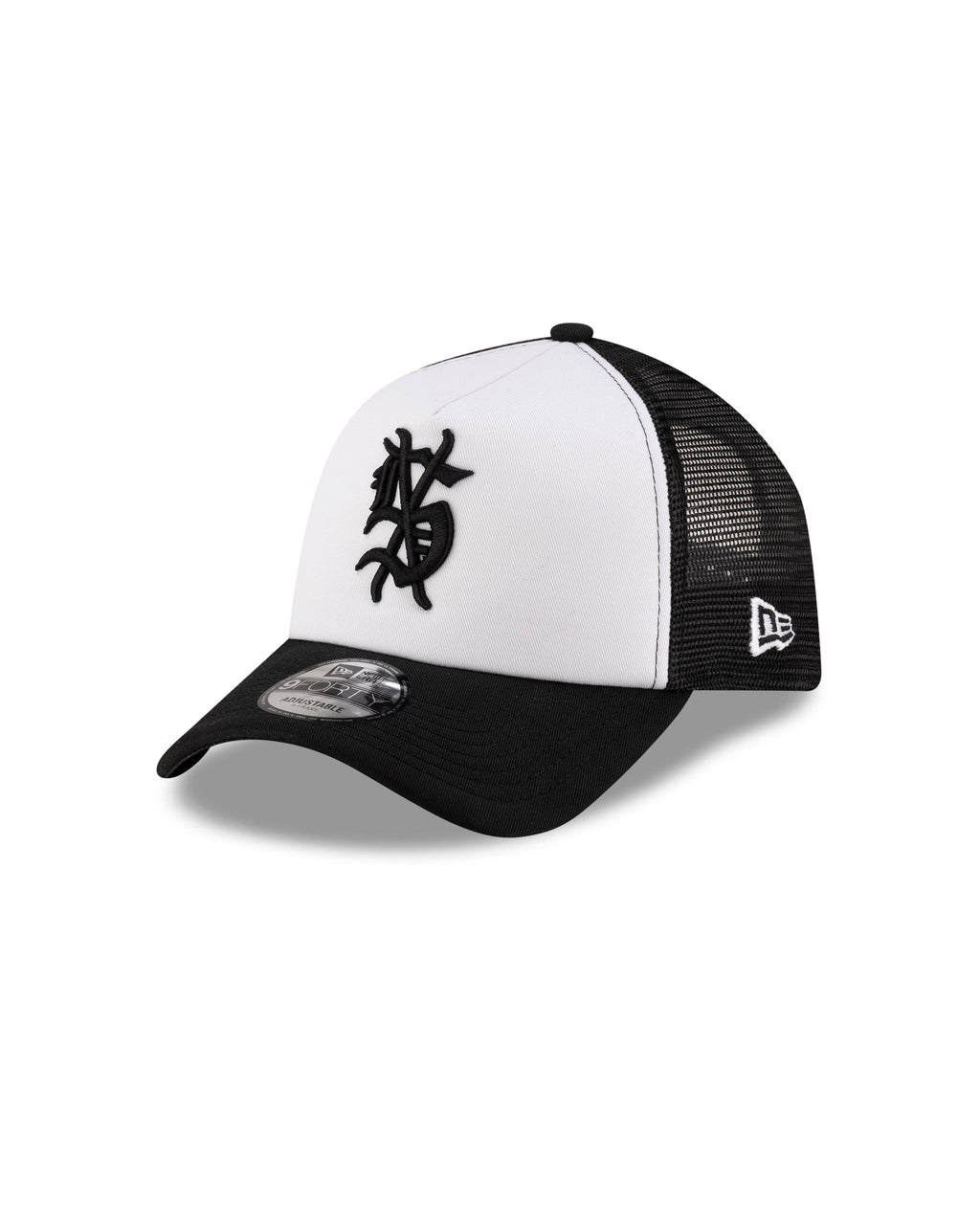 KSUBI X NEW ERA 9FORTY A-FRAME TRUCKER CAP BLACK/WHITE HEADWEAR