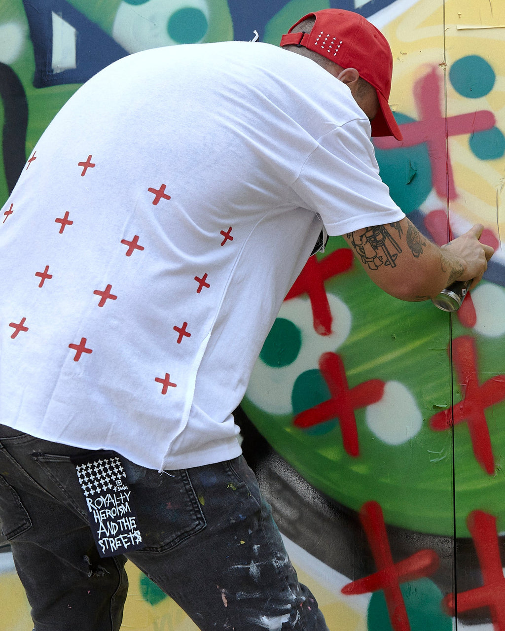MENS 4X4 BIGGIE SS TEE WHITE/RED TEES