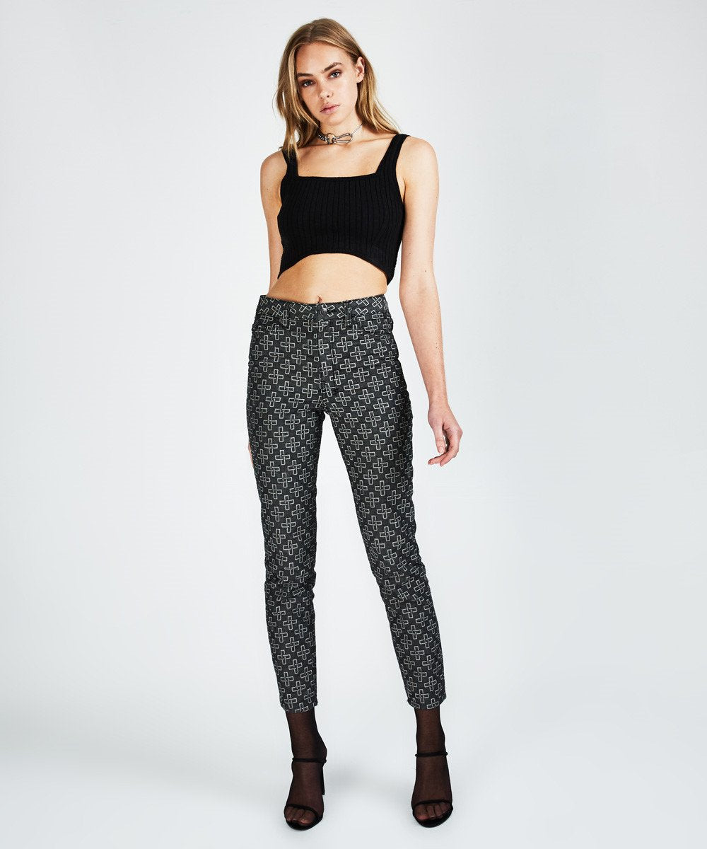 WOMENS  SLIM PIN BLACK MONOGRAM SLIM DENIM JEANS