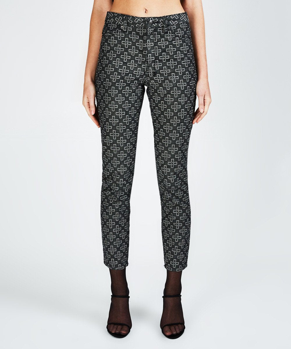 WOMENS  SLIM PIN BLACK MONOGRAM SLIM DENIM JEANS