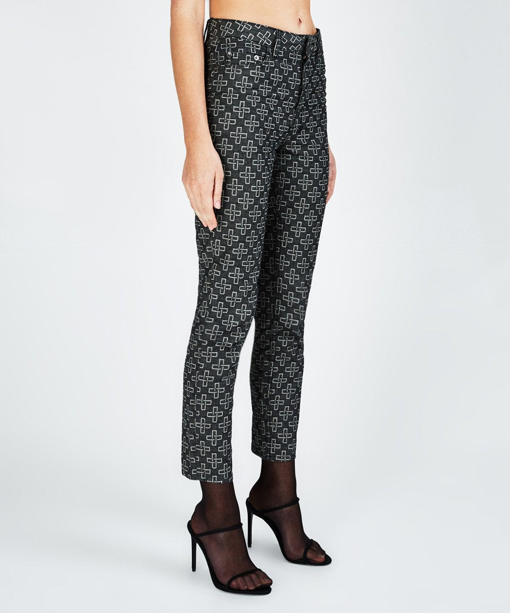 WOMENS  SLIM PIN BLACK MONOGRAM SLIM DENIM JEANS