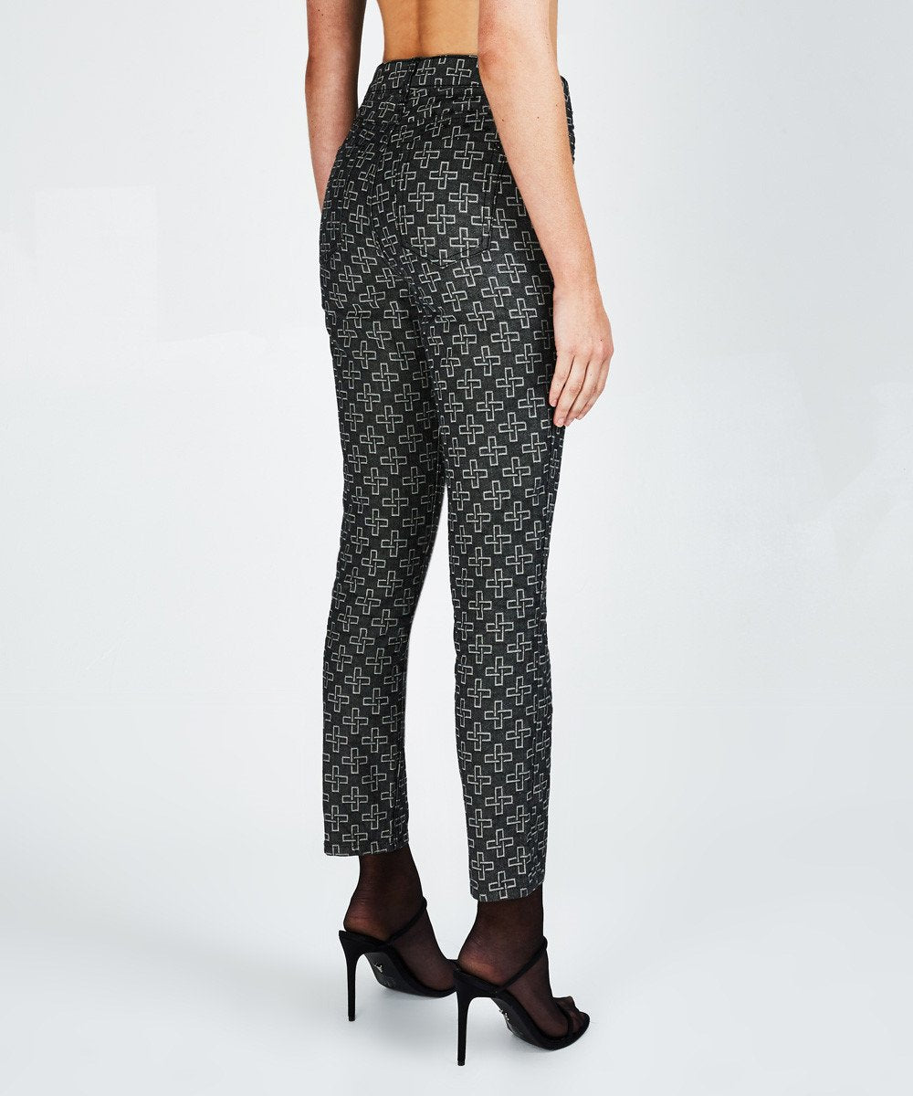 WOMENS  SLIM PIN BLACK MONOGRAM SLIM DENIM JEANS