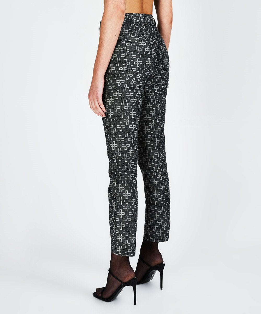 WOMENS  SLIM PIN BLACK MONOGRAM SLIM DENIM JEANS