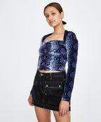 Womens Ponty Mython Ls Top Snake Fashion Tops - Multi Colour