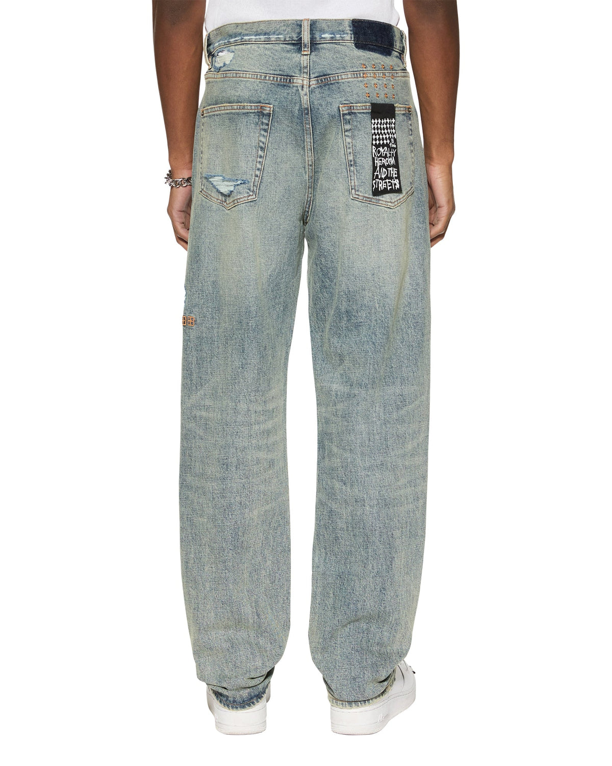 Mens Anti K Stage Dive Trashed Relaxed Denim Jeans - Denim