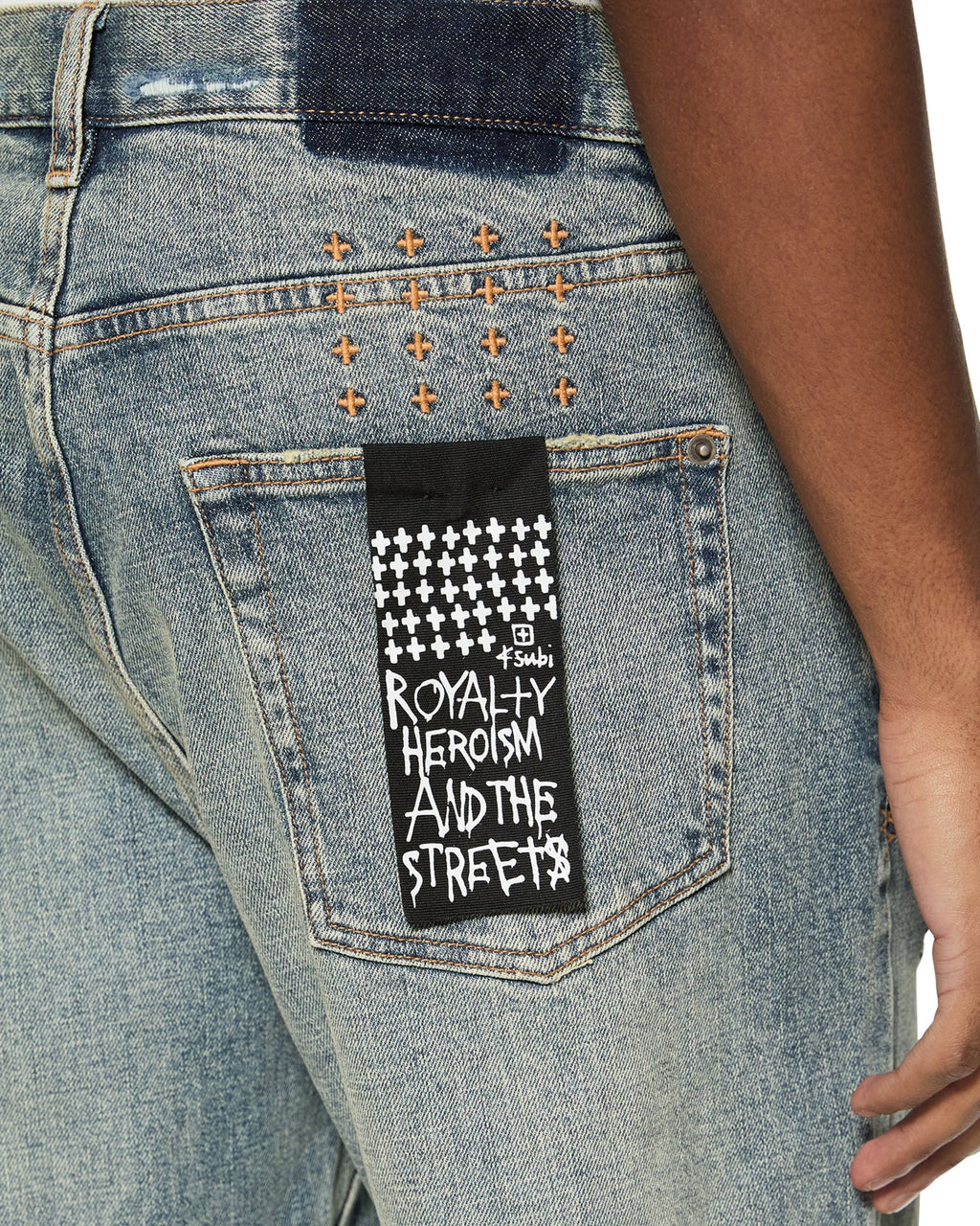 Mens Anti K Stage Dive Trashed Relaxed Denim Jeans - Denim