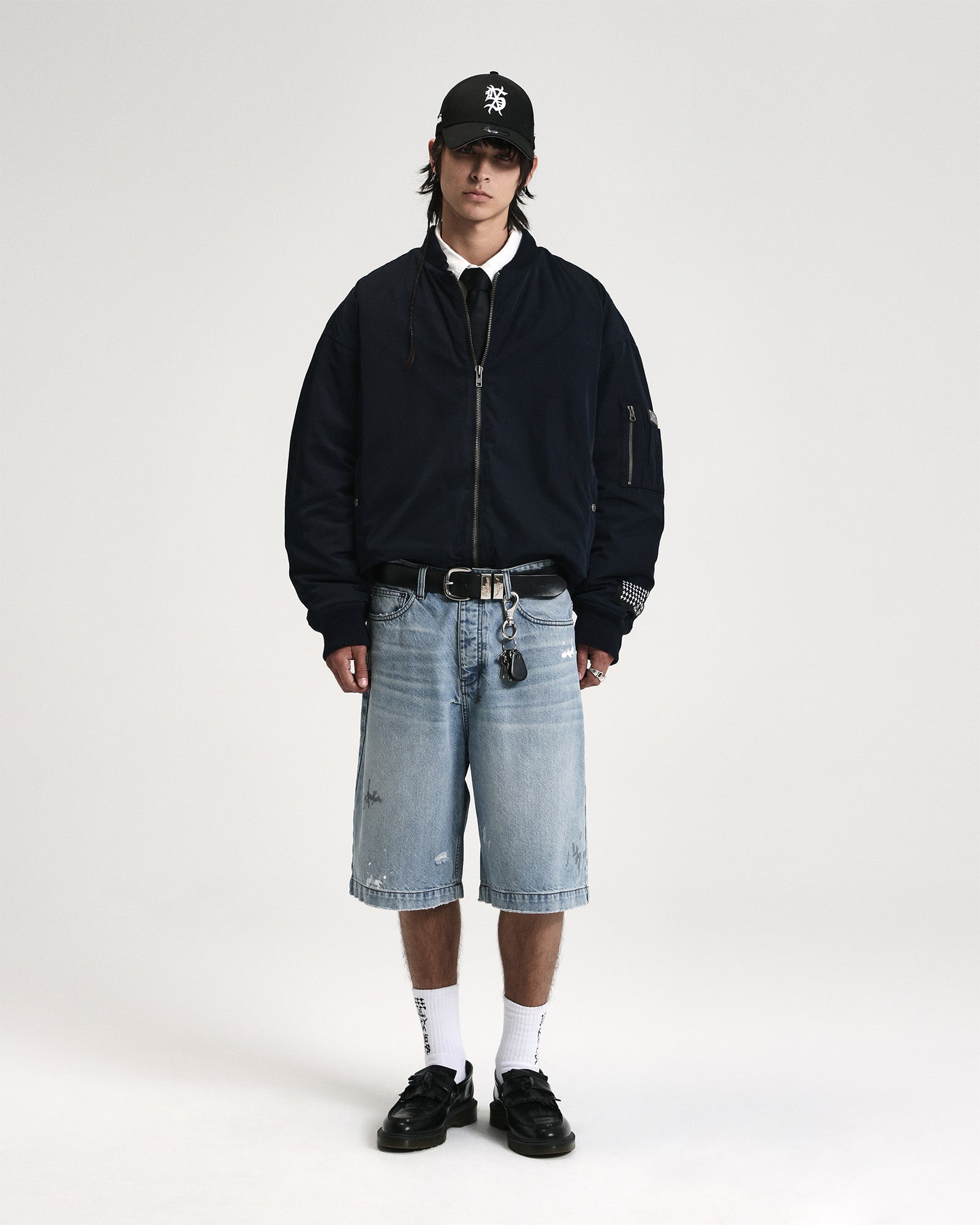 MENS INTRUDER BOMBER JACKET NAVY OVERSIZED JACKETS