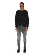 Mens Chitch Stencil Stitch Worn Grey Slim Denim Jeans - Grey