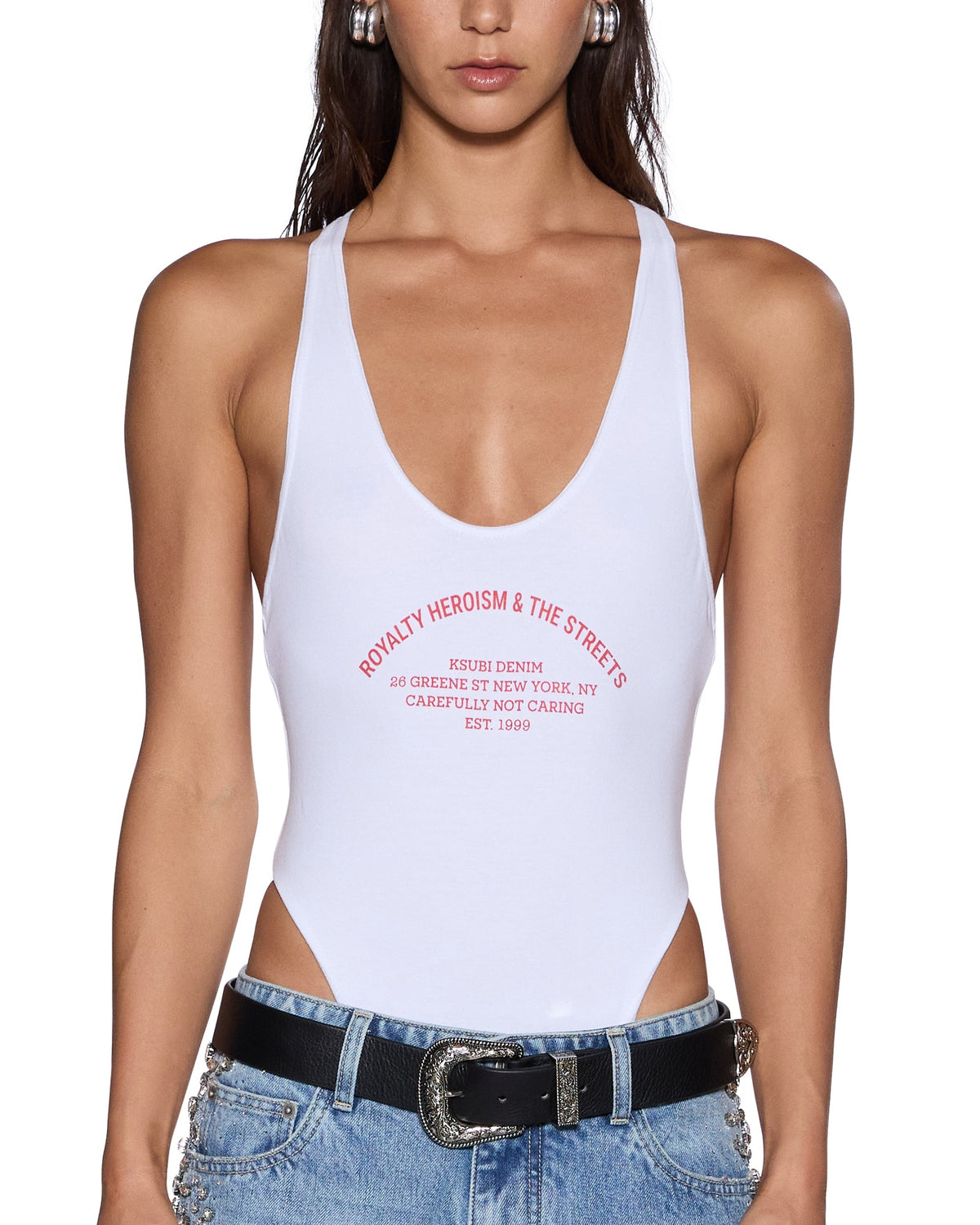 WOMENS VARSITY LARA BODYSUIT WHITE FASHION TOPS