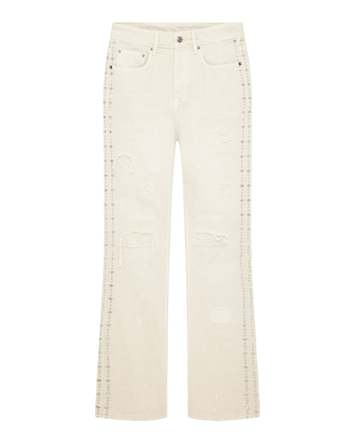 MENS BRONKO IVORY TRASHED DENIM JEANS