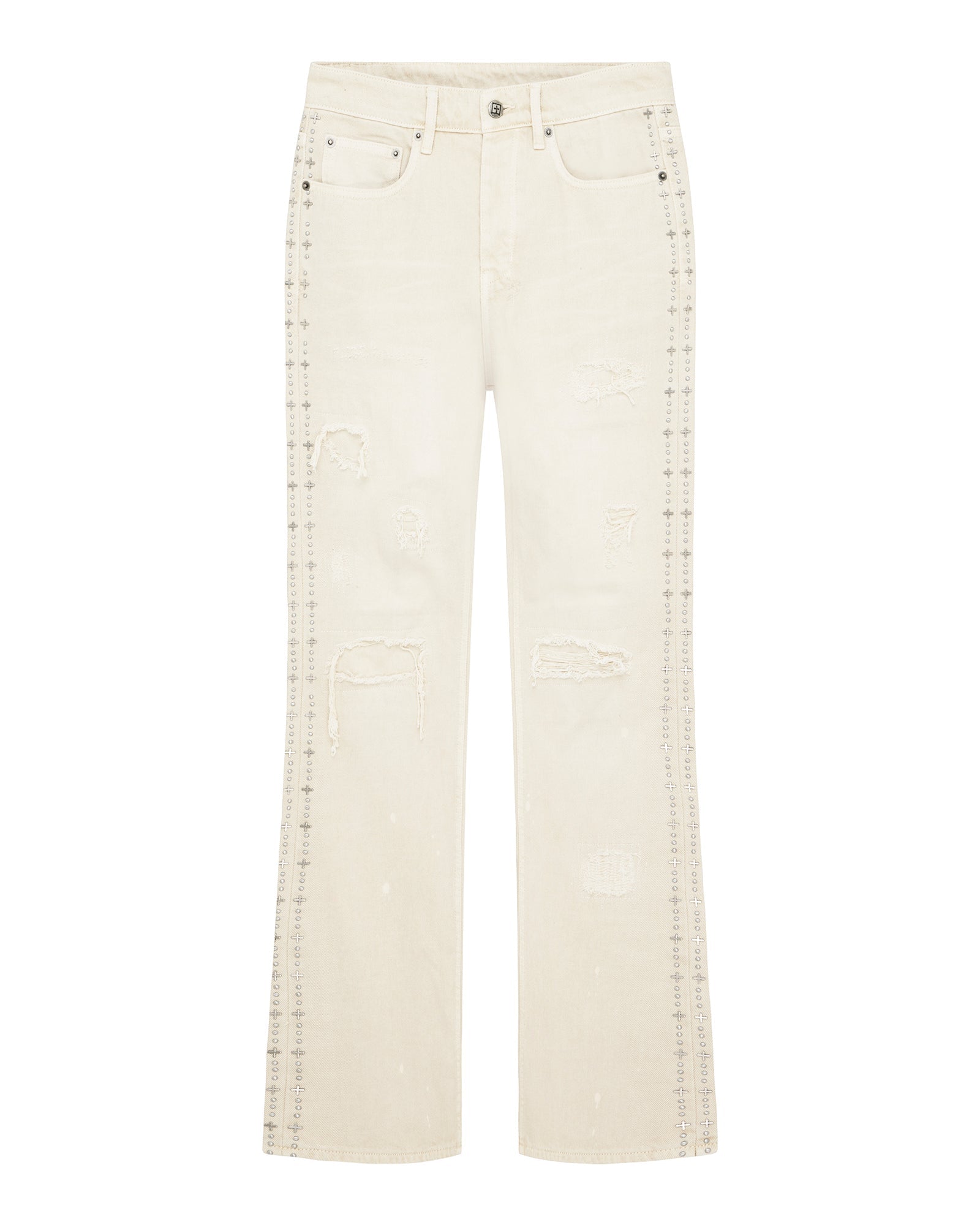 MENS  BRONKO IVORY TRASHED BOOTCUT DENIM JEANS