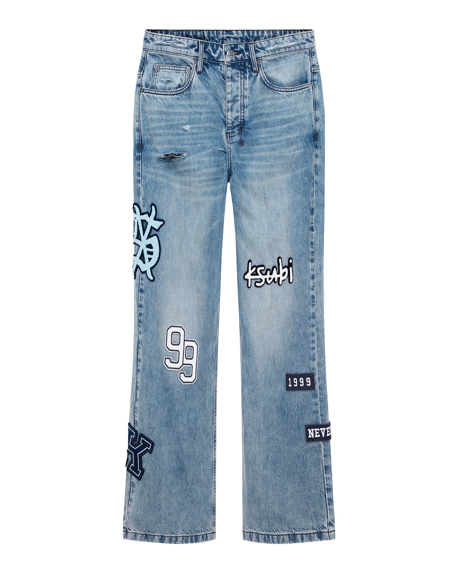 MENS  BRONKO STRIKER PATCHED BOOTCUT DENIM JEANS