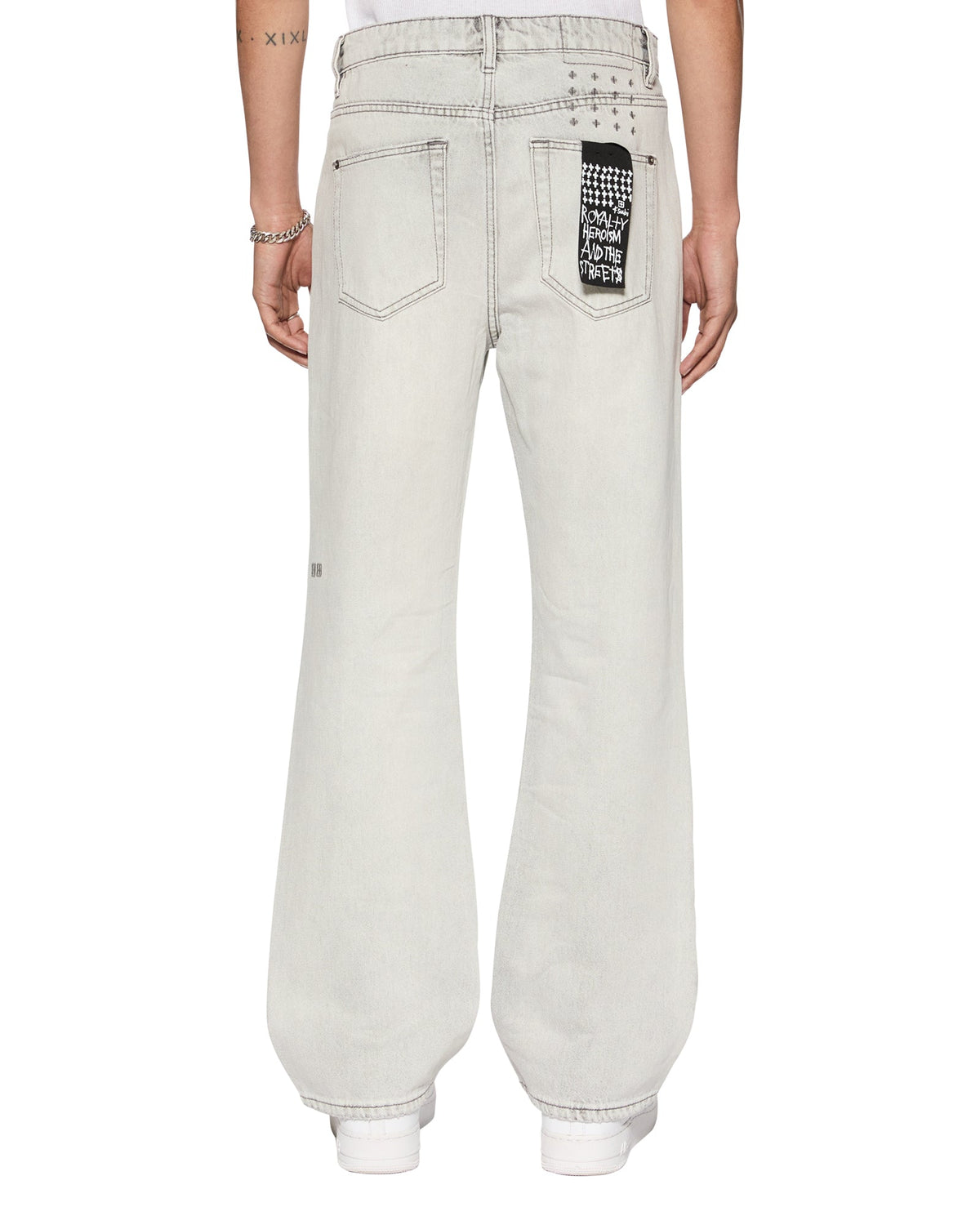 Mens Bronko White Snow Bootcut Denim Jeans - White