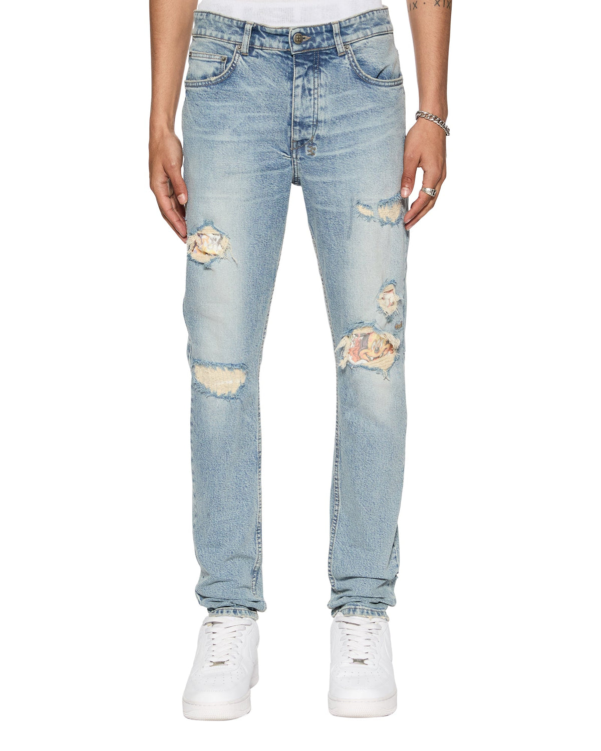 Mens Chitch Champagne Destroy Sketch Slim Denim Jeans - Denim