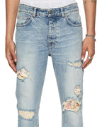 Mens Chitch Champagne Destroy Sketch Slim Denim Jeans - Denim
