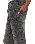 Mens Chitch Stencil Stitch Worn Grey Slim Denim Jeans - Grey