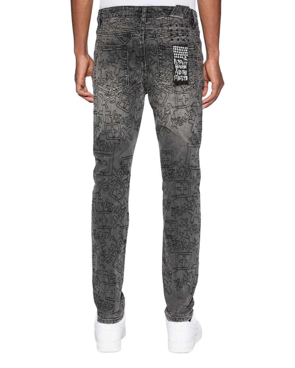 Mens Chitch Stencil Stitch Worn Grey Slim Denim Jeans - Grey