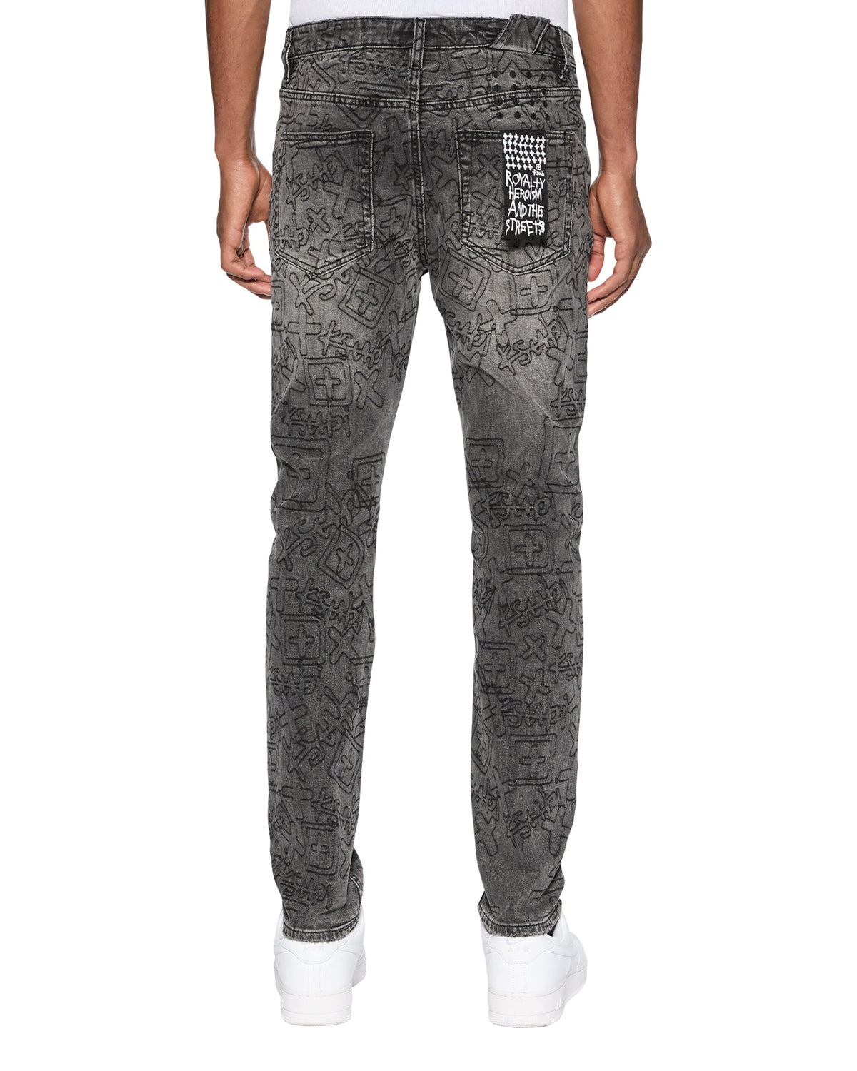 Mens Chitch Stencil Stitch Worn Grey Slim Denim Jeans - Grey