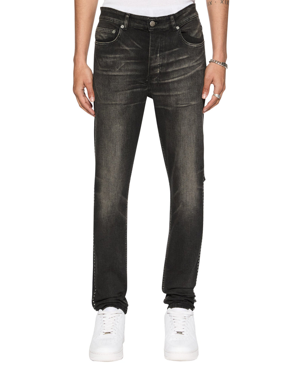 Mens Chitch Tarr Studded Slim Denim Jeans - Black
