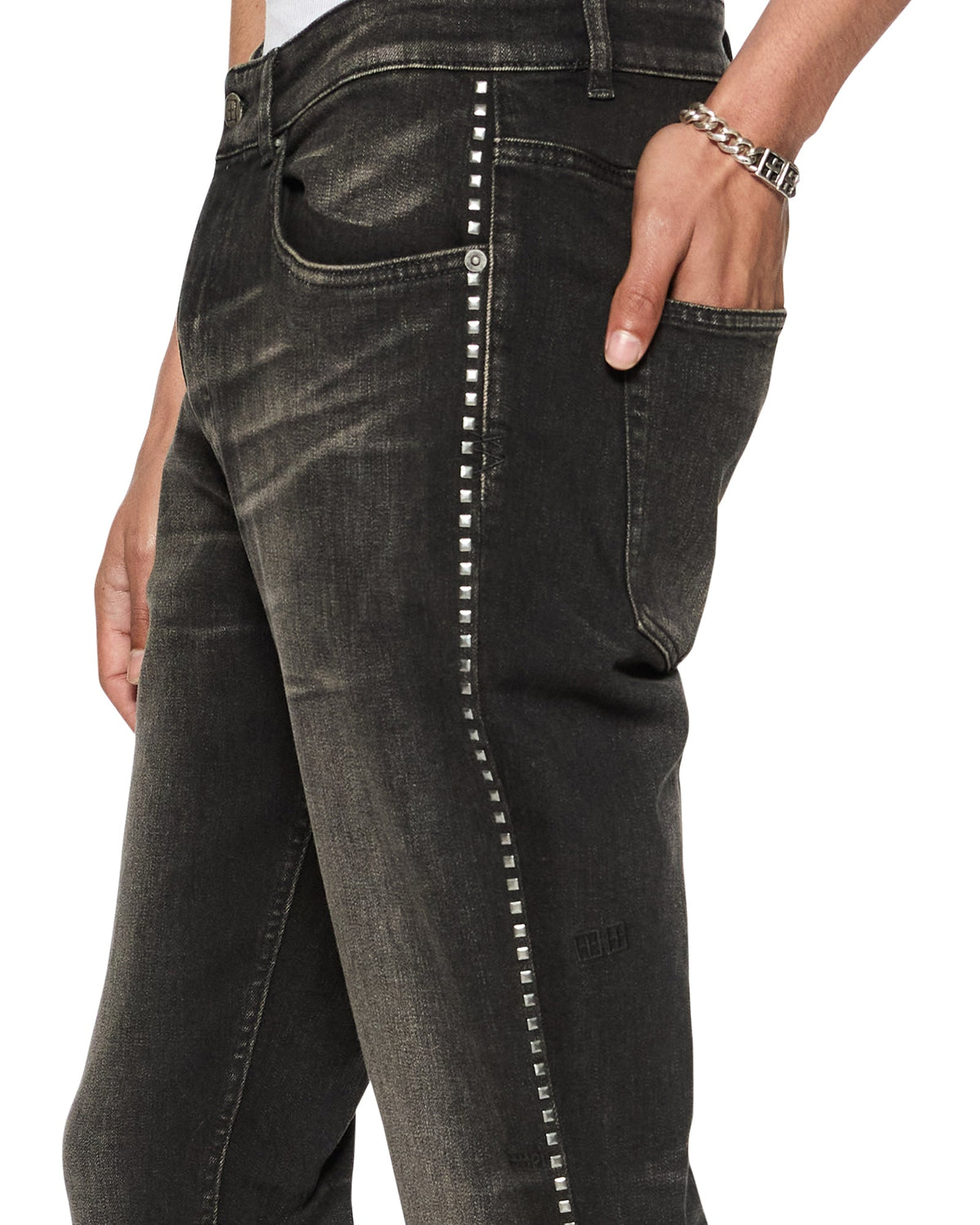 Mens Chitch Tarr Studded Slim Denim Jeans - Black