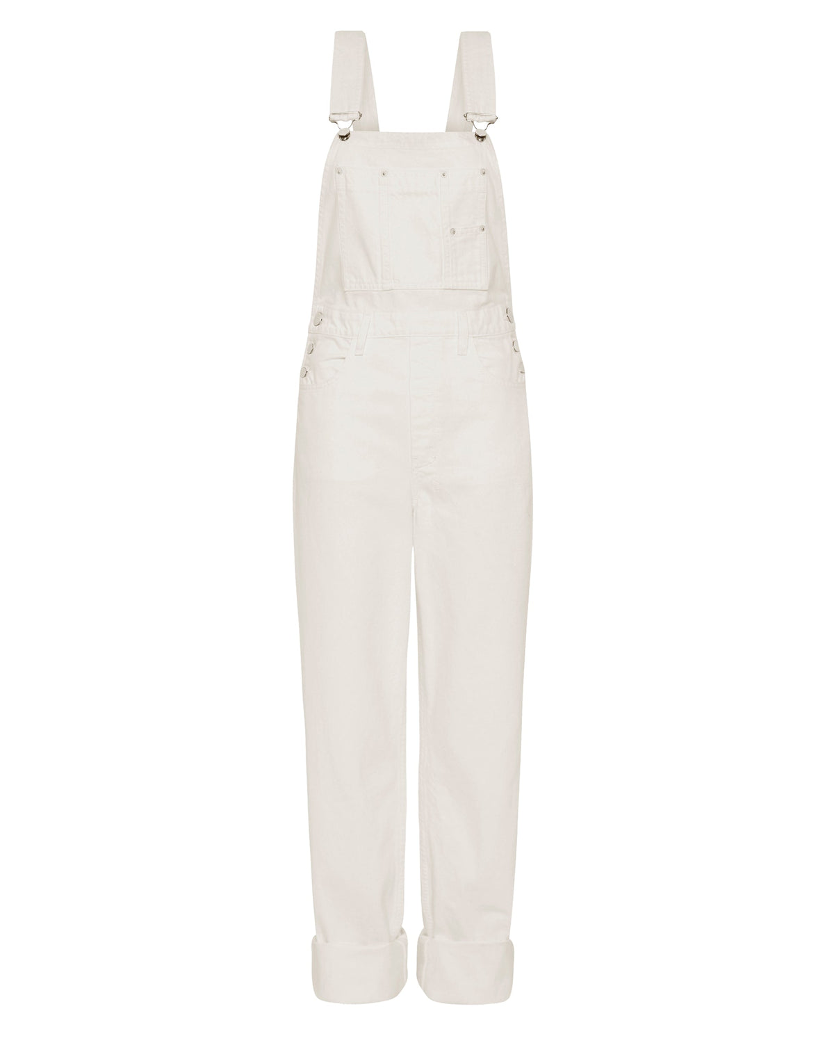 Womens Close Call Overall Blanc Relaxed Jumpsuits - White