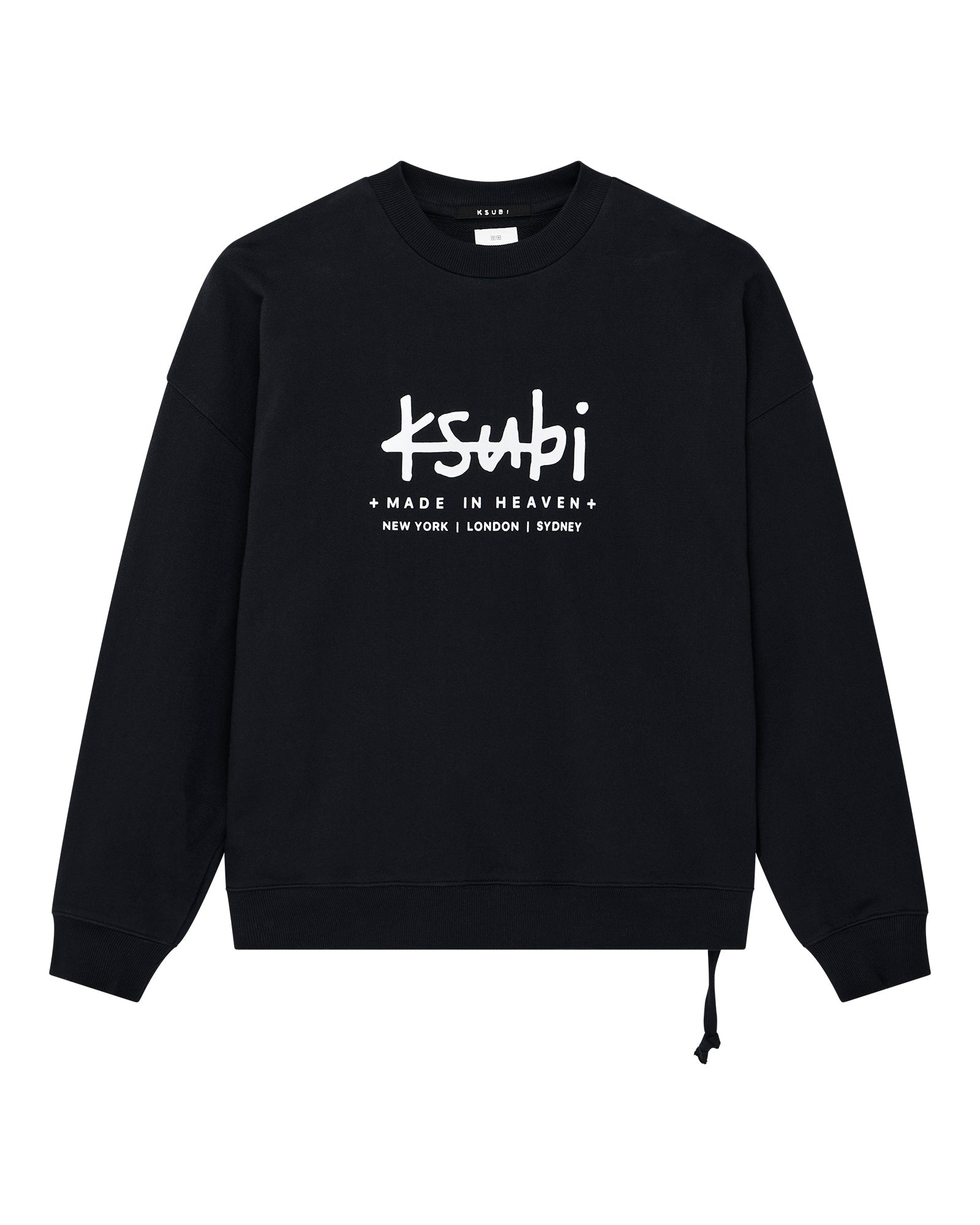 MENS  PLATED EKCESS CREWNECK JET BLACK OVERSIZED FLEECE