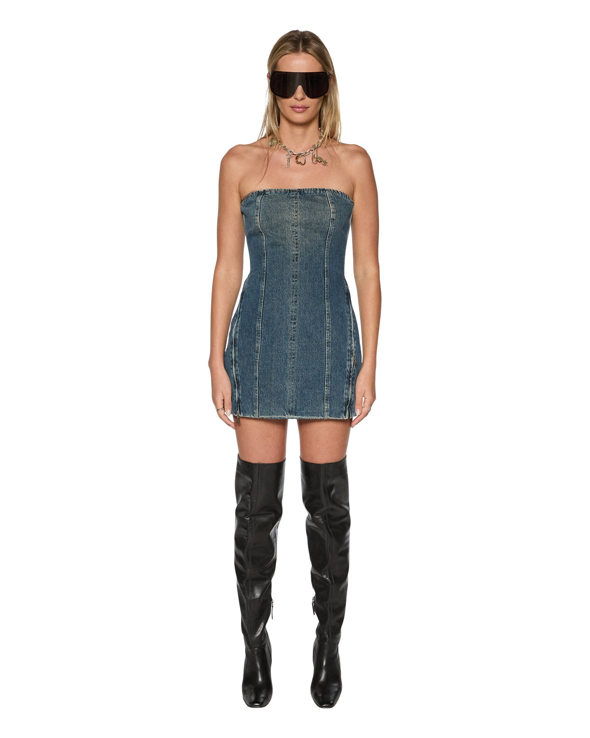 Womens Avenue Dress Sandstorm Fitted Dresses - Denim