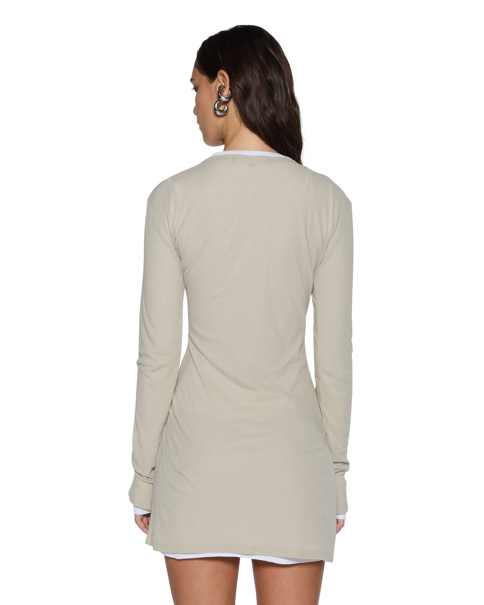 WOMENS  CRAWFORD LS MINI DRESS TAUPE FITTED DRESSES