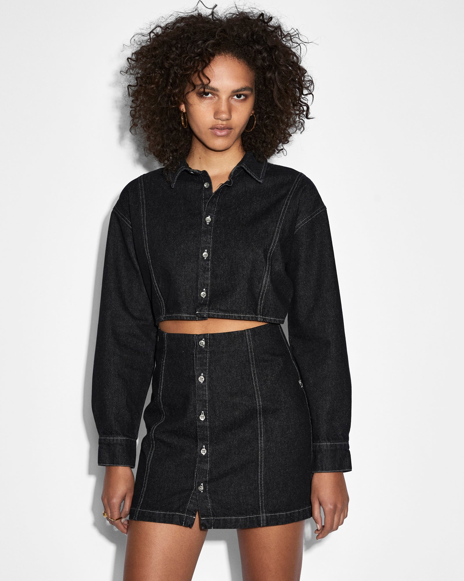 WOMENS  CUTOUT SHIRT DRESS MIDNIGHT RELAXED DRESSES