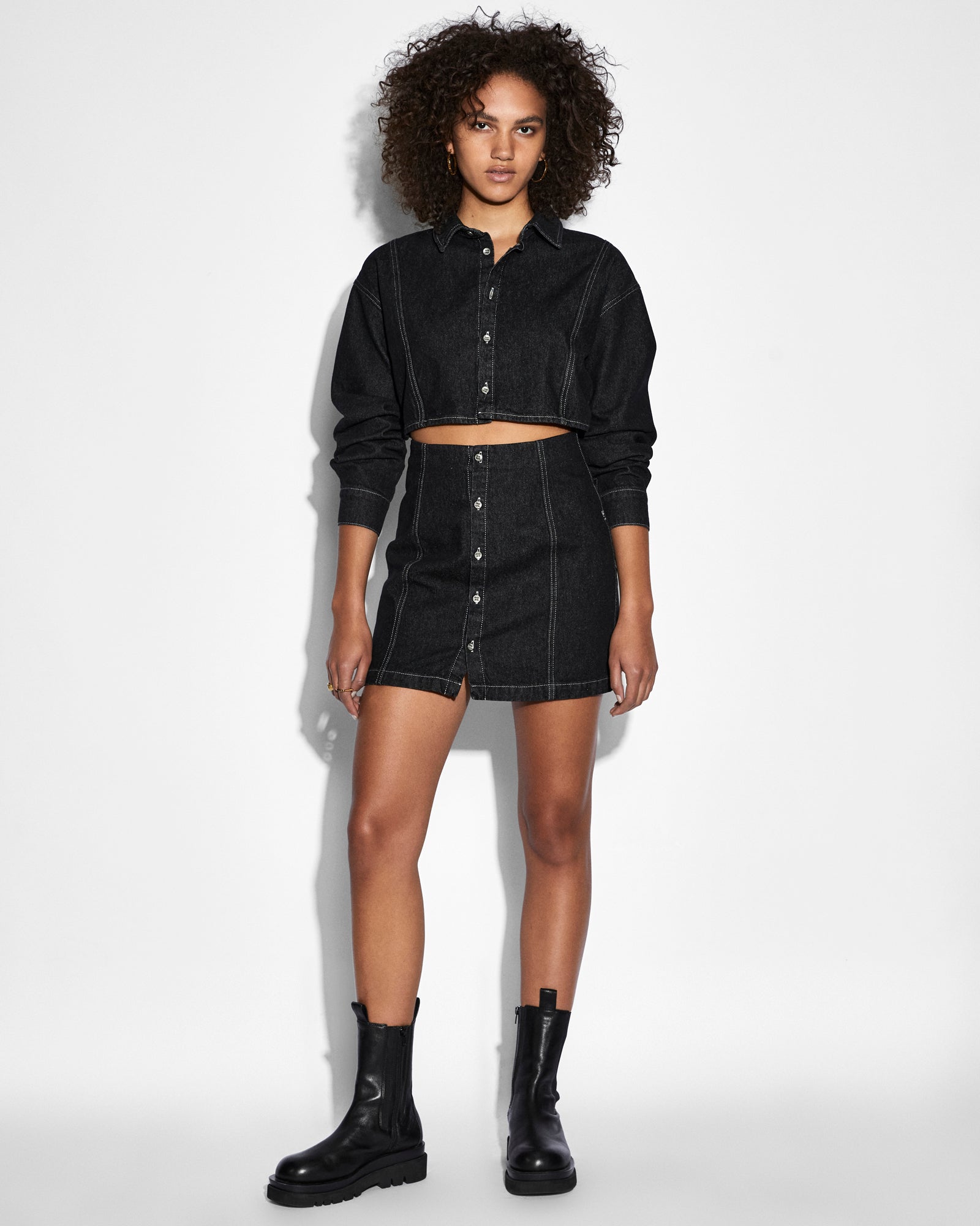 WOMENS  CUTOUT SHIRT DRESS MIDNIGHT RELAXED DRESSES