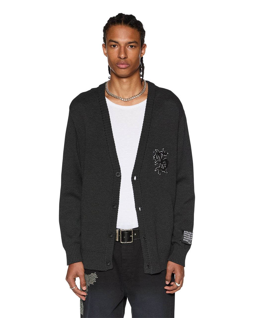 MENS DUG OUT CARDIGAN BLACK KNITWEAR