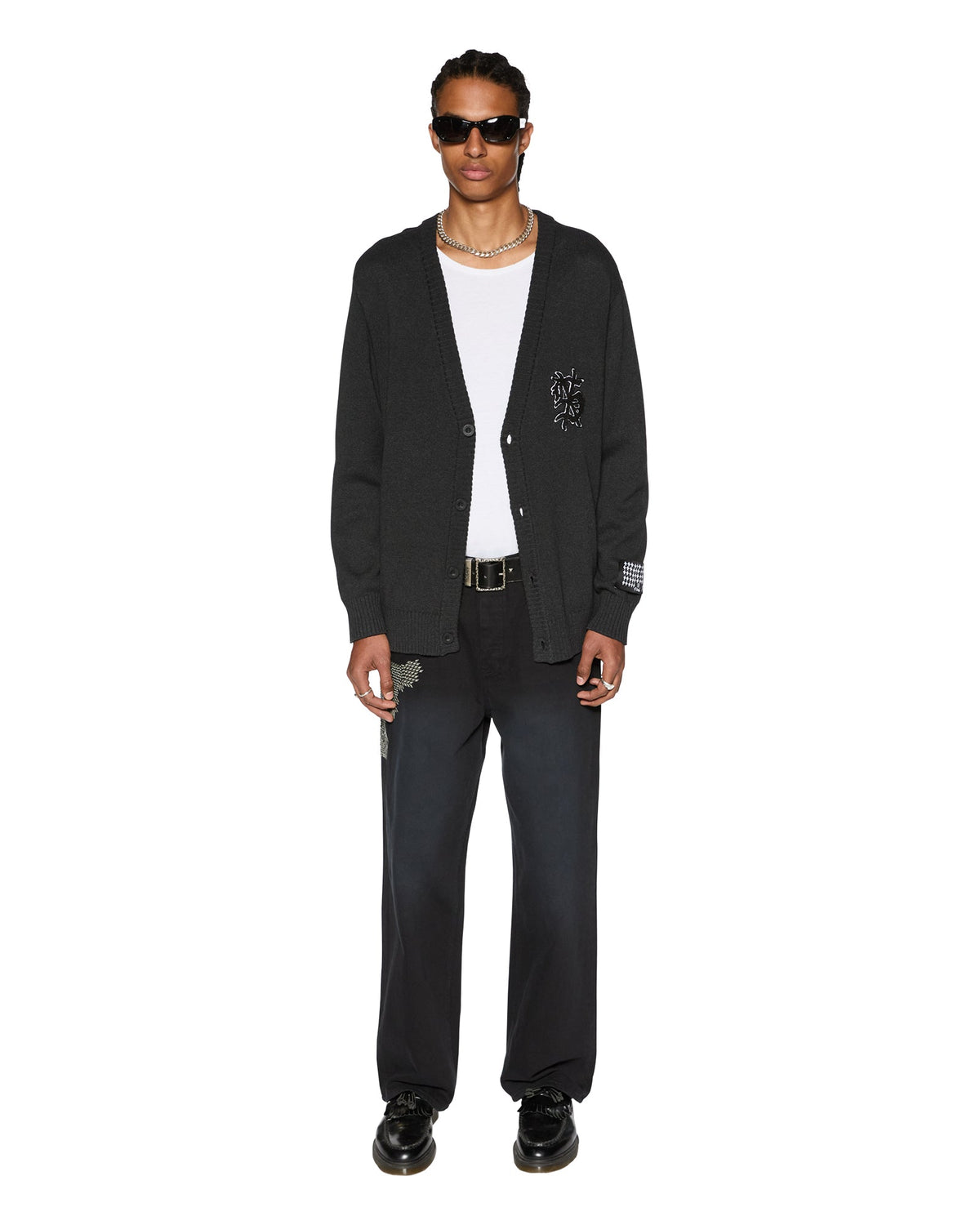 MENS DUG OUT CARDIGAN BLACK KNITWEAR