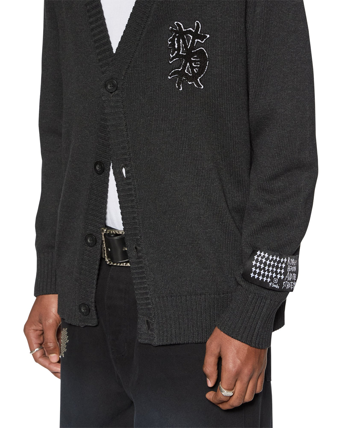 MENS DUG OUT CARDIGAN BLACK KNITWEAR