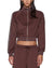 WOMENS  CROPPED ZIP TRAK TOP MOCHA REGULAR FASHION TOPS