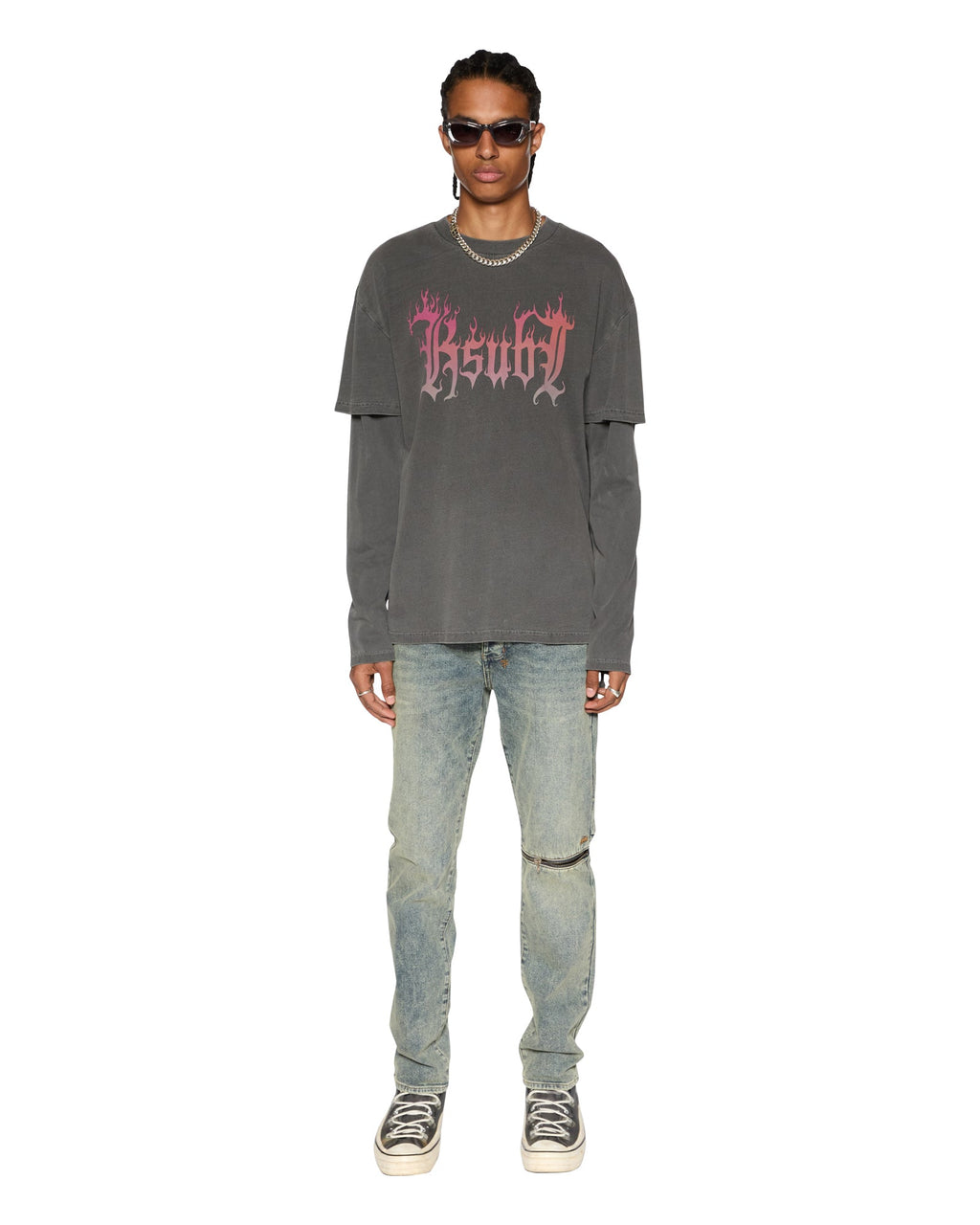 Mens Chitch Stage Dive Caged Slim Denim Jeans - Denim