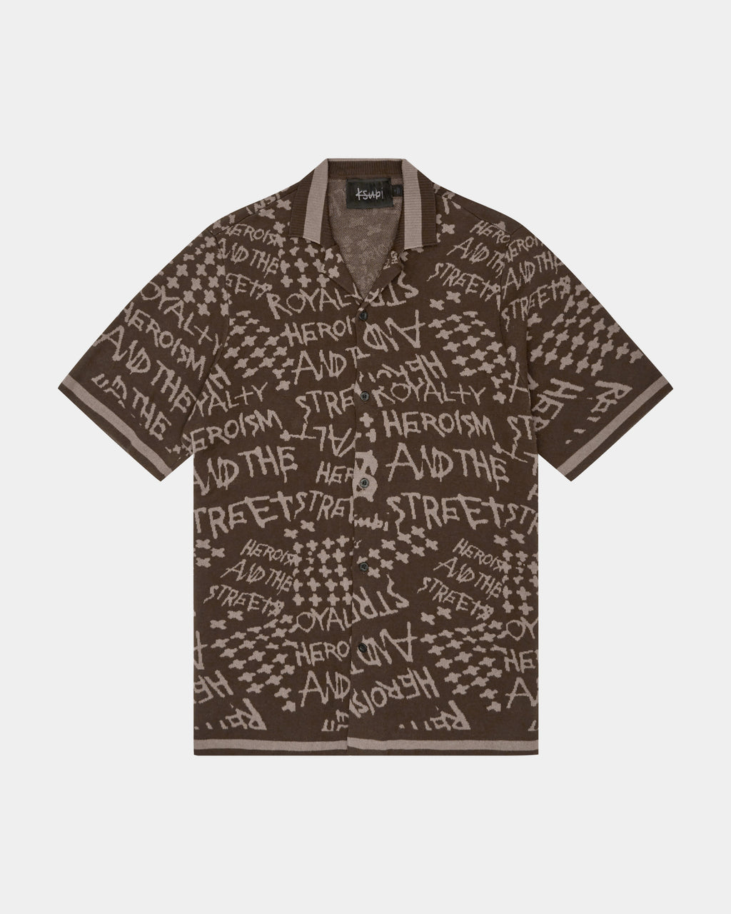 Mens Heroism Knit Resort Ss Shirt Java Regular Shirts - Brown