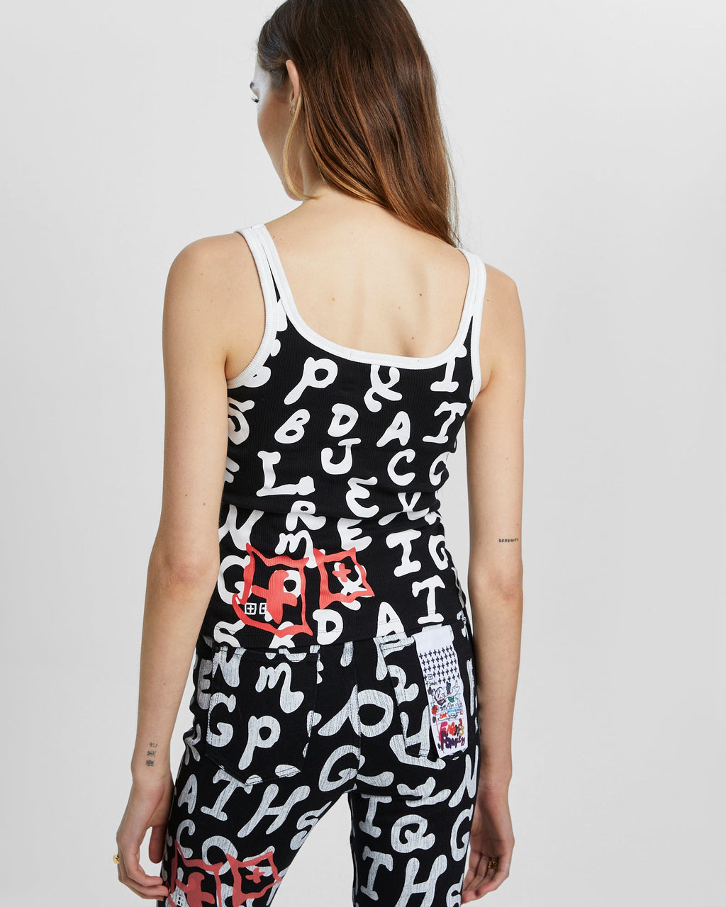 WOMENS ALPHABET TANK MONOCHROME TEES