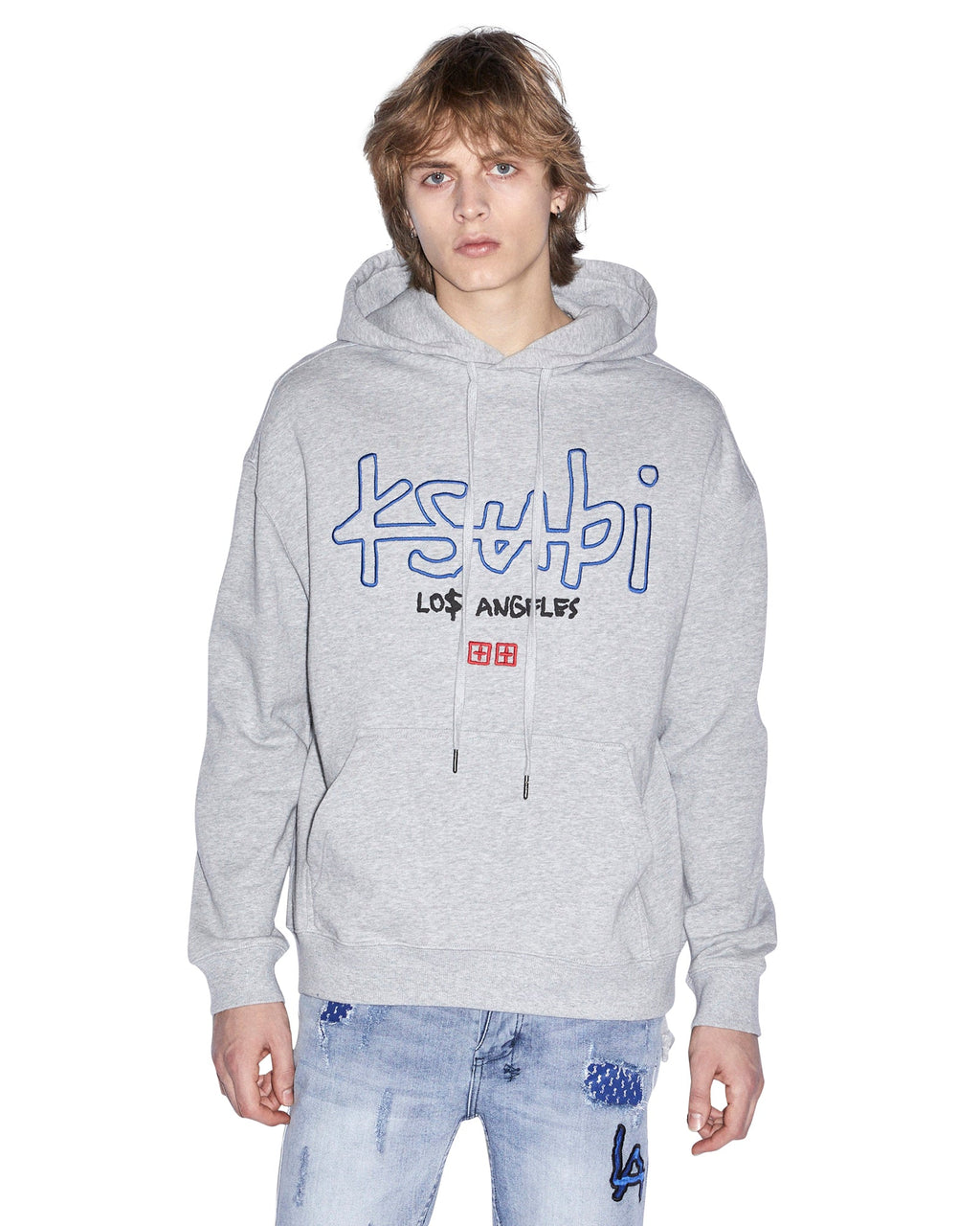 MENS LA 4X4 BIGGIE HOODIE GREY MARLE FLEECE