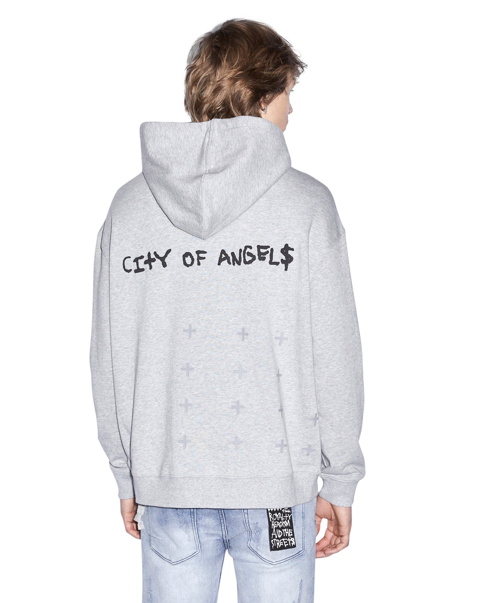 MENS LA 4X4 BIGGIE HOODIE GREY MARLE OVERSIZED FLEECE