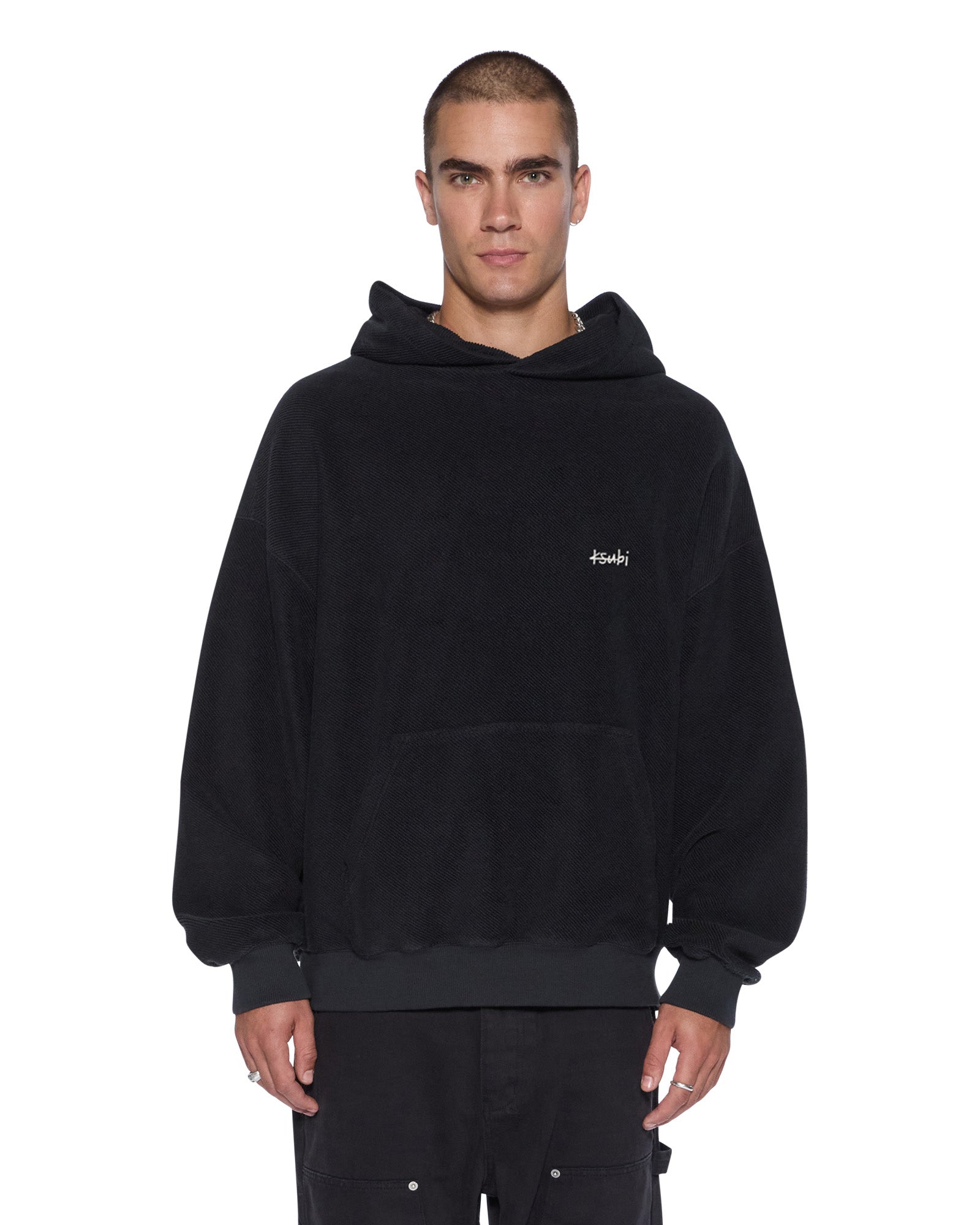 MENS  1999 EKCESS HOODIE JET BLACK OVERSIZED FLEECE