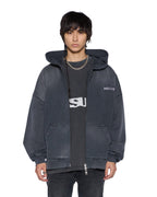 MENS ACE EKCESS ZIP THRU HOODIE BLACK FADE FLEECE