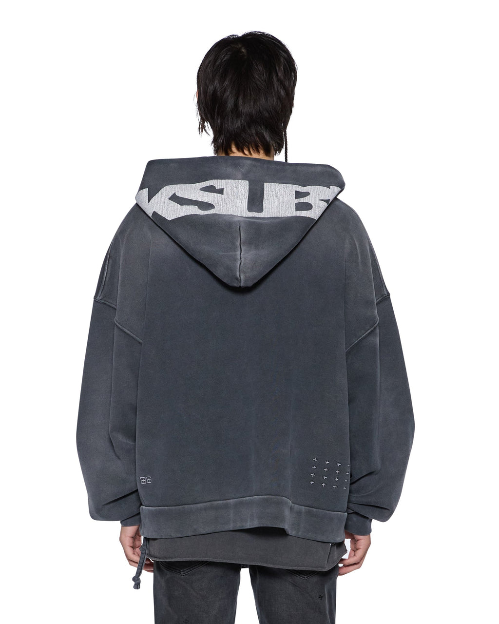 MENS ACE EKCESS ZIP THRU HOODIE BLACK FADE FLEECE