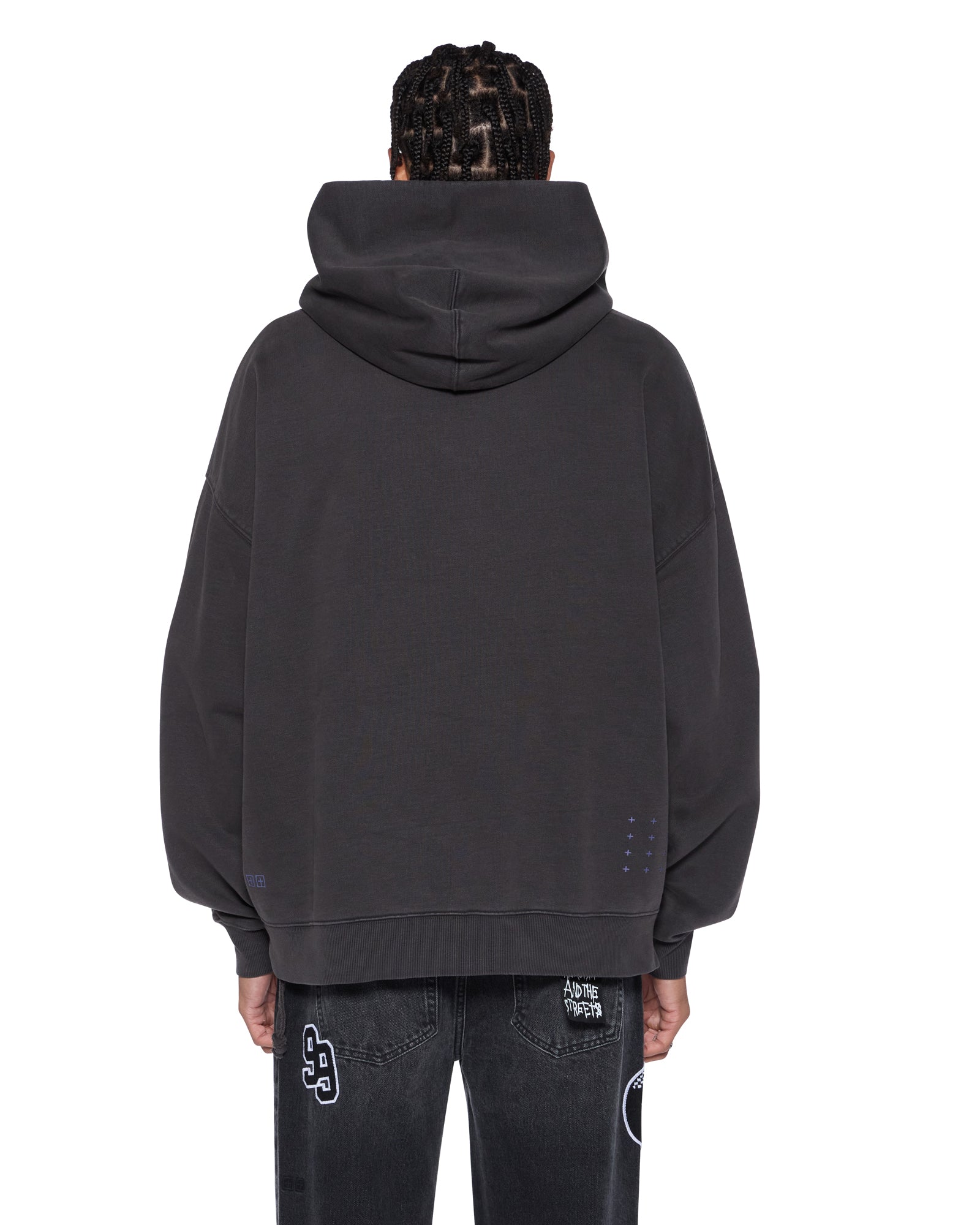MENS  ENGINE EKCESS HOODIE FADED BLACK OVERSIZED FLEECE