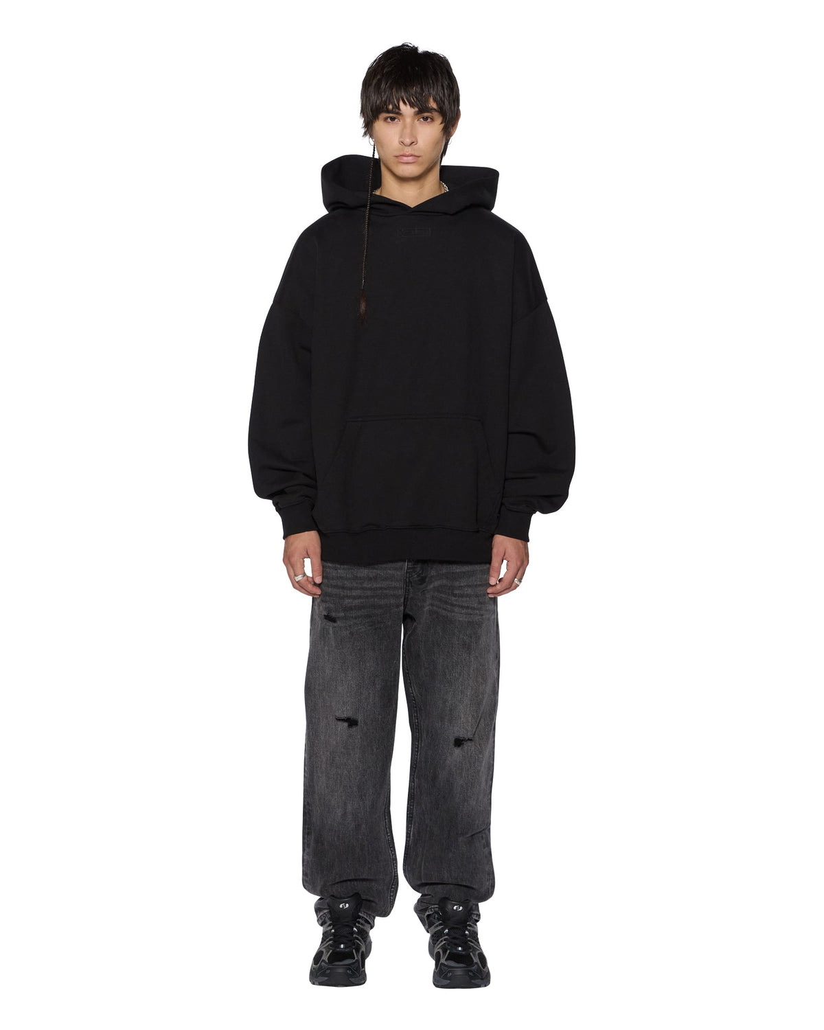 MENS INTRUDER EKCESS HOODIE JET BLACK FLEECE