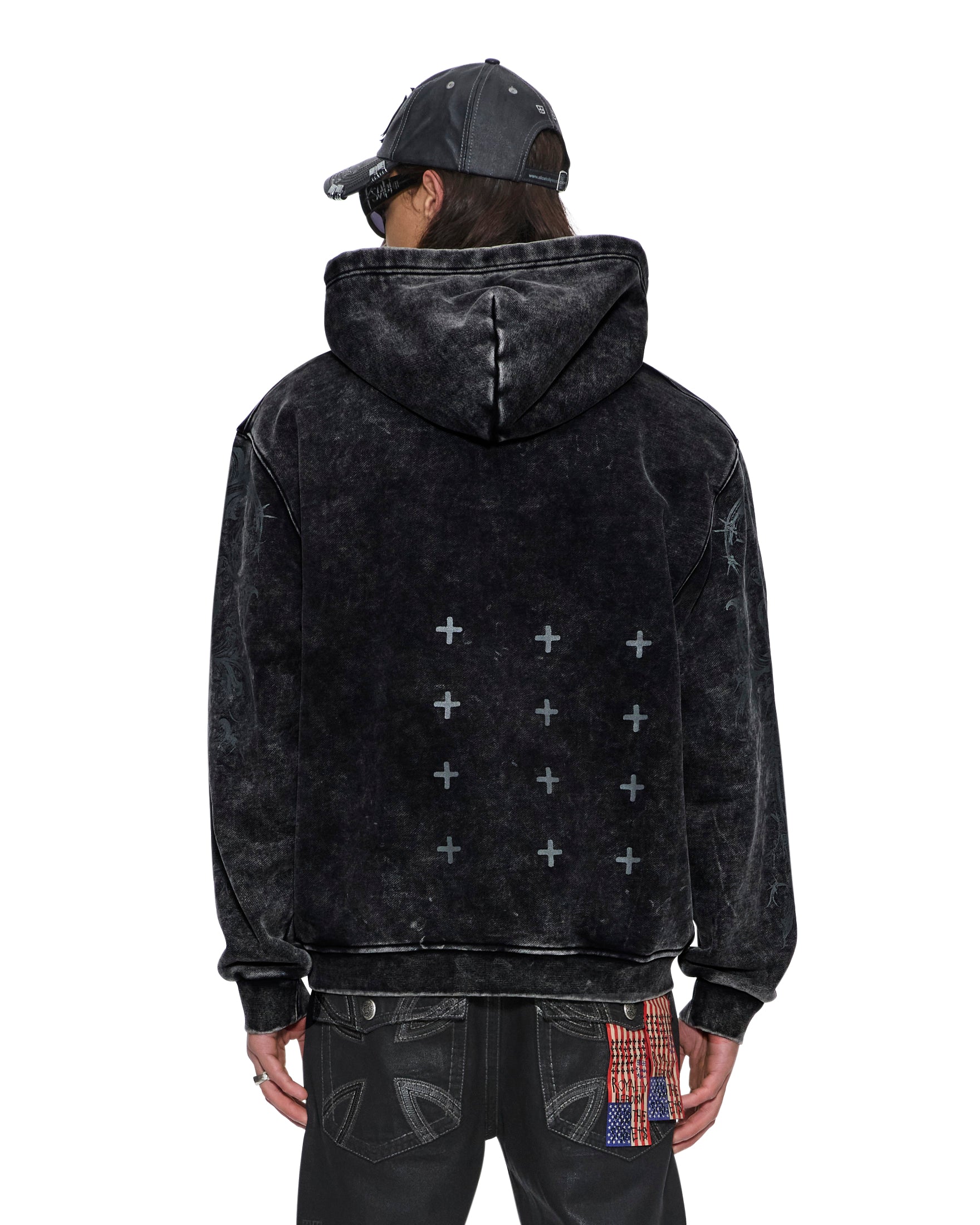 MENS  KSUBI X ALICE HOLLYWOOD GRAPHIC ZIP HOODIE BLACK JACKETS