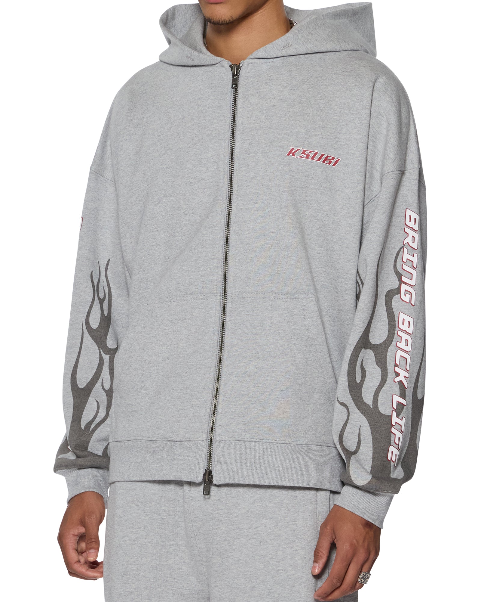 STINGER EKCESS ZIP HOODIE GREY MARLE