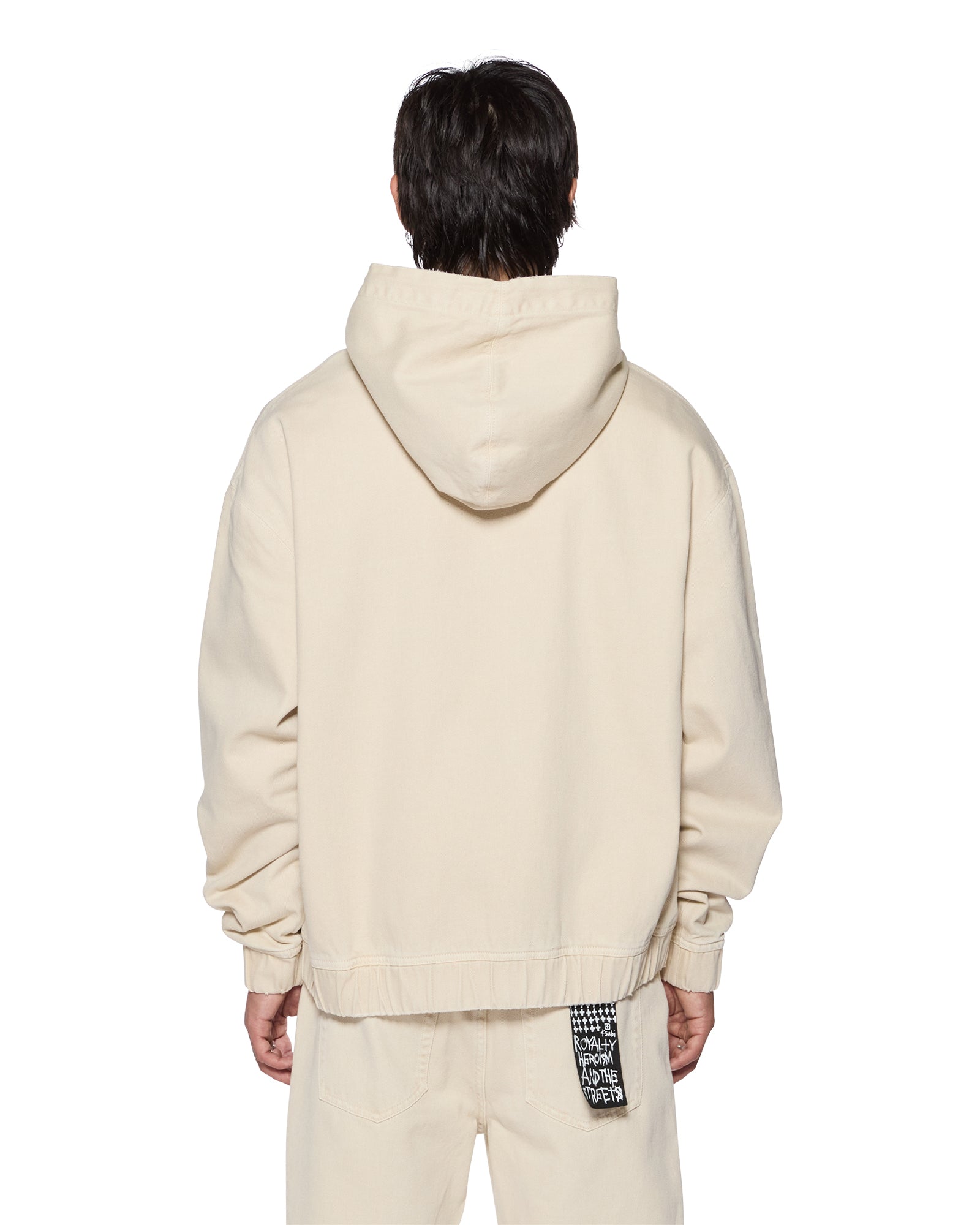 ZIPPED DENIM HOODIE ECRU