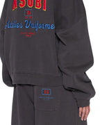 Womens Campus Hoodie Washed Black Boxy Fleece - Black